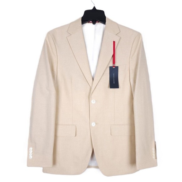 Tommy Hilfiger Men's Modern-Fit Cotton Chambray Sport Coat Tan 36R NWT - Picture 1 of 4